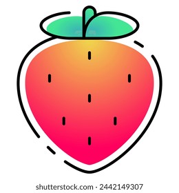 Icono de fresa con estilo de línea rellena de degradado. Adecuado para el diseño de sitios web, logotipo, aplicación e interfaz de usuario.