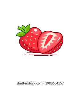 Strawberry icon with half piece of strawberry vector Illustration