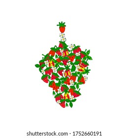 STRAWBERRY icon. Hand drawn bright color vector illustration on white background. Flat cartoon style.  Organic healthy fruit. Perfect for magazine, book, poster, card, web pages
