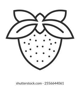 Strawberry icon, Healthy food, Fruit and vegetable symbol outline icon, editable vector illustration and transparent graphic element. Isolated on white background