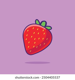 Strawberry Icon Illustration Fruit Object clipart Strawberry cartoon concept Isolated
