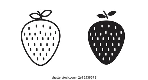 Strawberry icon illustrations collection. editable stroke outline and flat style