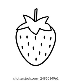 Strawberry icon isolated on white background. Ripe strawberry. Berry fruit. Vector illustration.