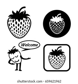 Strawberry icon isolated on white background, vector outline set, isolated;vector illustration.