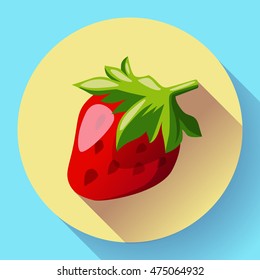 Strawberry icon with long shadow. logo or symbol