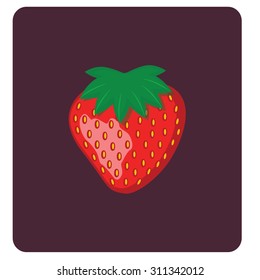 Strawberry icon on dark background