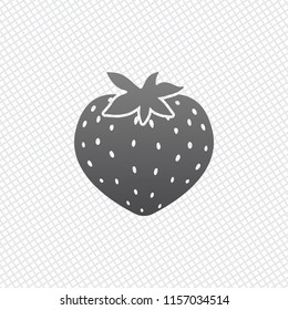 strawberry icon. On grid background