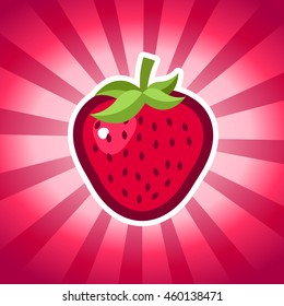 Strawberry icon on pink bursting background