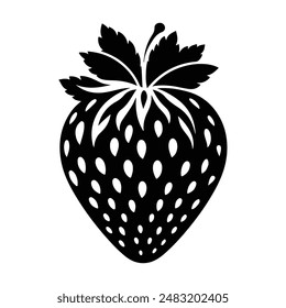 Strawberry icon outline and silhouette vector illustration 
