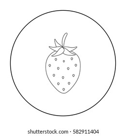 Strawberry icon outline. Singe fruit icon.