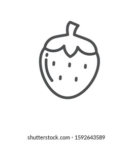 Strawberry icon with outline style isolated on white background 