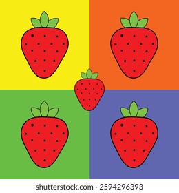 strawberry icon, strawberry seamless background
