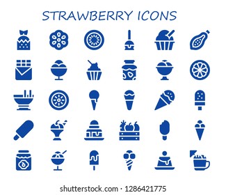  strawberry icon set. 30 filled strawberry icons. Simple modern icons about  - Strawberry, Berry, Kiwi, Cake pop, Ice cream, Papaya, Chocolate bar, Jam, Mangosteen, Custard, Brownie