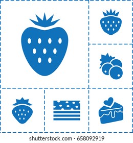 Strawberry icon. set of 6 strawberry filled icons such as currant, strawberry, cake slice