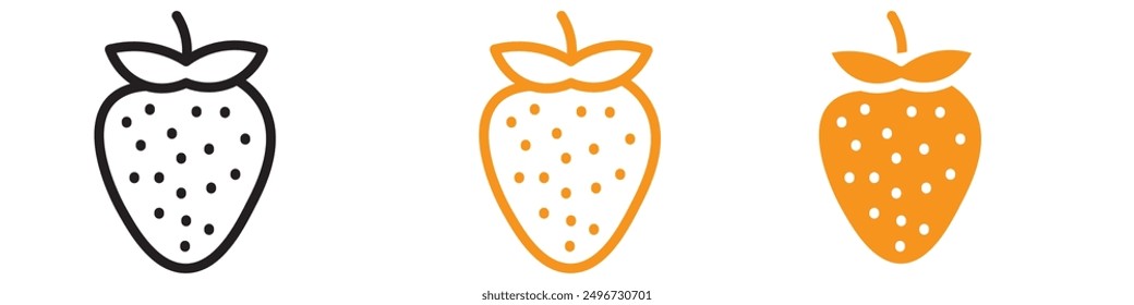 Strawberry Icon Set Fruit Illustrations for Food and Nutrition Projects