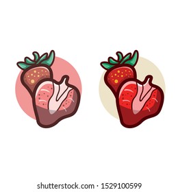 Strawberry Icon set vector illustration with variant color and clean background