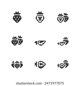 Conjunto de iconos de fresa. Ilustración vectorial.