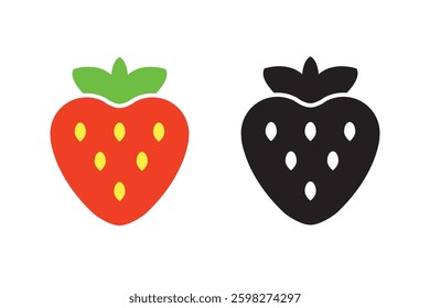 Strawberry icon. Strawberry silhouette. Strawberry stencil. Fresh berry. Wild strawberry. Fresh fruit. Logo template. Food icon. Vegetarianism symbol. Healthy food. Proper nutrition. Berry juice