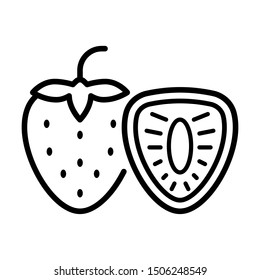 Strawberry icon. Simple design. Line vector. Isolate on white background.