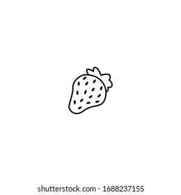 strawberry icon. simple, flat, black, outline.