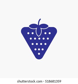 Strawberry Icon Symbol Vector Blue 