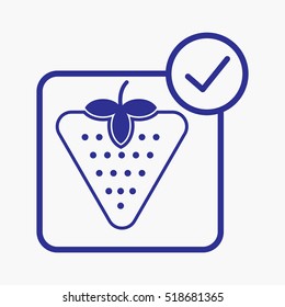 Strawberry Icon Symbol Vector Blue Outline Design