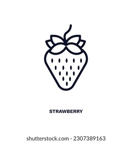 strawberry icon. Thin line strawberry icon from vegetables and fruits collection. Outline vector isolated on white background. Editable strawberry symbol can be used web and mobile