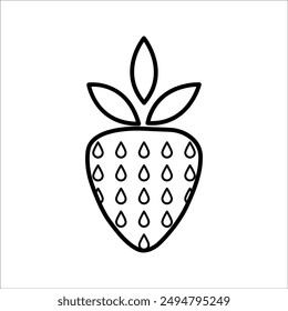 icono de fresa. Icono de fresa de línea delgada de colección de verduras y frutas. Vector de contorno aislado sobre fondo blanco. Fresa editable.