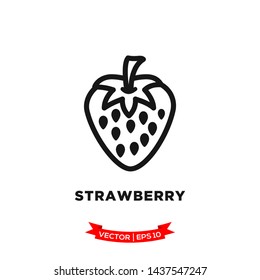 strawberry icon in trendy flat design 
