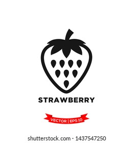 strawberry icon in trendy flat design 
