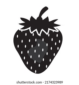 Strawberry icon vector black on white background.