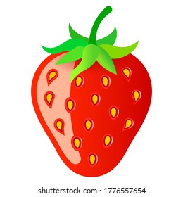 Strawberry icon, vector cartoon on white background