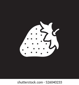 Strawberry icon vector, filled flat sign, solid pictogram isolated on black, logo illustration