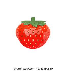 Strawberry icon. Vector glossy ripe berry. Design element for the packaging of chewing gum, ice cream, sweets, and desserts.