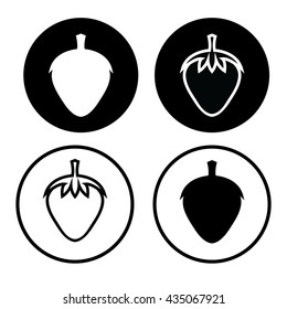 Strawberry Icon Vector Illustration Black and White Design