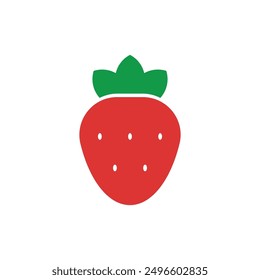 Icono de fresa Ilustración vectorial. Linda ilustración de diseño plano caricaturesco de baya roja. 