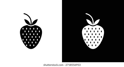 Ilustração de vetor de ícone de morango - ícones de vetor de estilo preto de alta qualidade