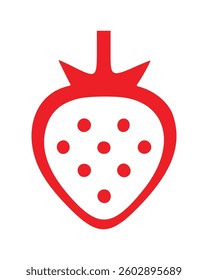Strawberry icon vector illustration. Simple fresh fruit outline symbol in red color isolated.
