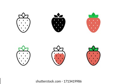 strawberry icon vector illustration with six different style design. isolated on white background