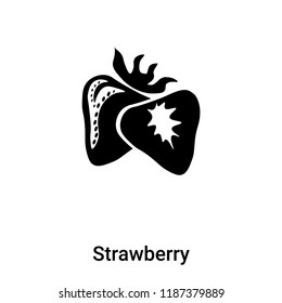 Strawberry icon vector isolated on white background, logo concept of Strawberry sign on transparent background, filled black symbol