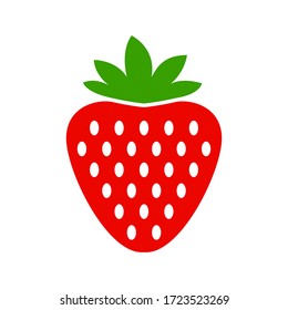 strawberry icon vector isolated on white background. Garden strawberry fruit or strawberries flat color vector icon for food apps and websites