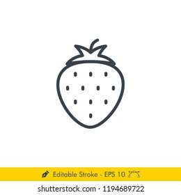 Strawberry Icon / Vector - In Line / Stroke Design