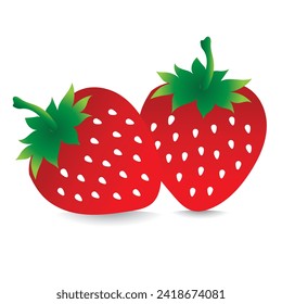 Icono de fresa, vector, colección de logotipo. Hermosa fresa de jugo rojo. Icono de frutas frescas.  Ilustración vectorial de fresa y medio de fresa aislada en fondo blanco.