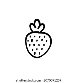 strawberry icon in vector. Logotype - Doodle