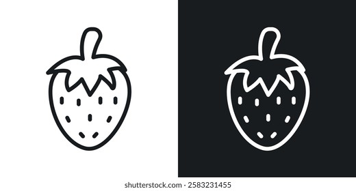Strawberry icons in black and white liner strokes for web design.