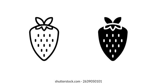 Strawberry icons, perfect for sweet desserts, healthy snacks, fruit salads, and natural food illustrations.