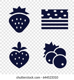 Strawberry icons set. set of 4 strawberry filled icons such as currant, strawberry