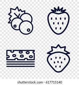 Strawberry icons set. set of 4 strawberry outline icons such as currant, strawberry