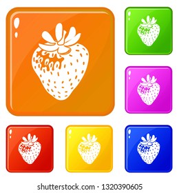 Strawberry icons set collection vector 6 color isolated on white background