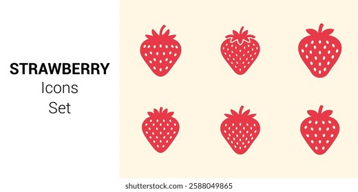 Strawberry Icons Set. Editable vector icon. Perfect for web and app interfaces, presentations, infographics, etc
